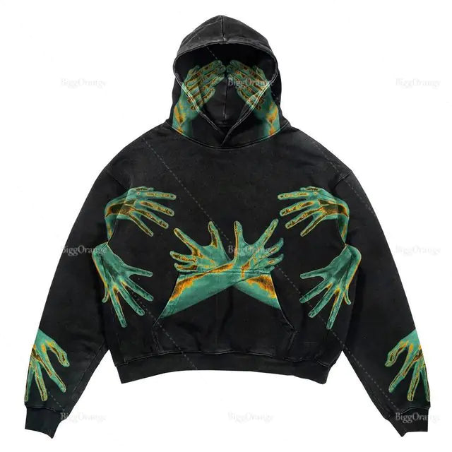 Halloween Printed Hoodie - Harajuku Streetwear Y2K Style
