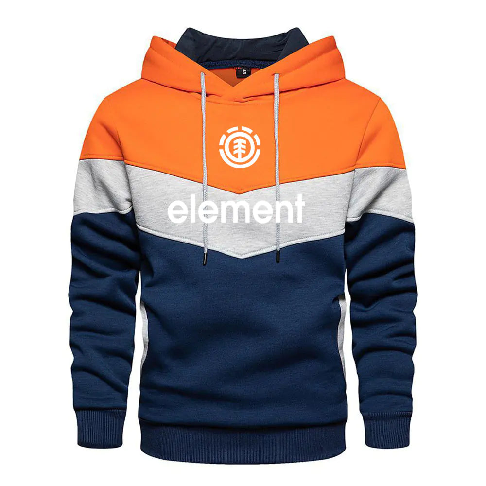 Autumn Winter Streetwear Men's Color Block Hoodie