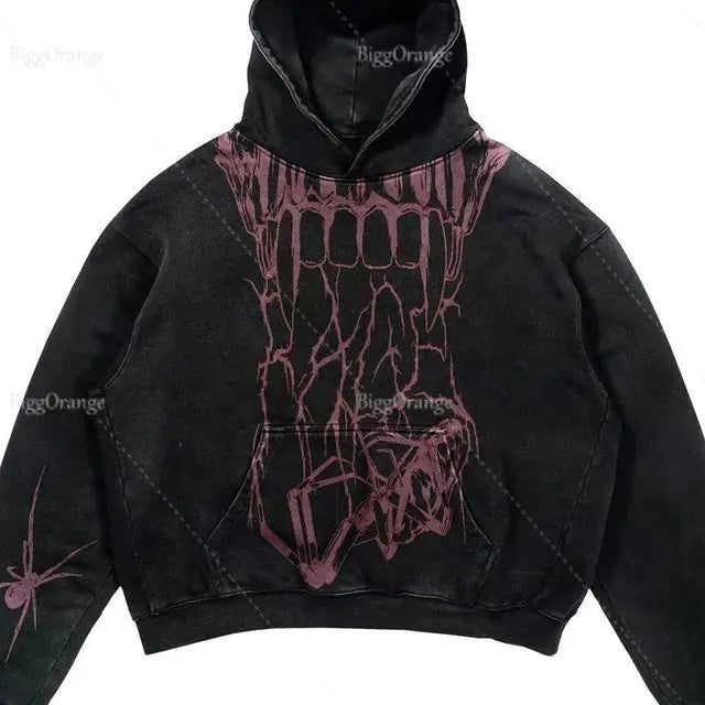 Halloween Printed Hoodie - Harajuku Streetwear Y2K Style