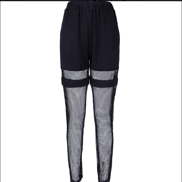 High Waist Hiphop Joggers with Cutouts and Straps