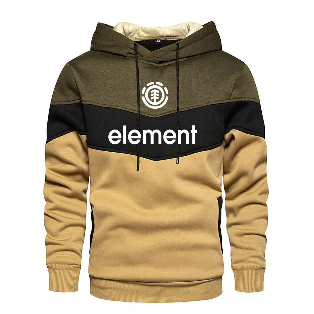 Autumn Winter Streetwear Men's Color Block Hoodie
