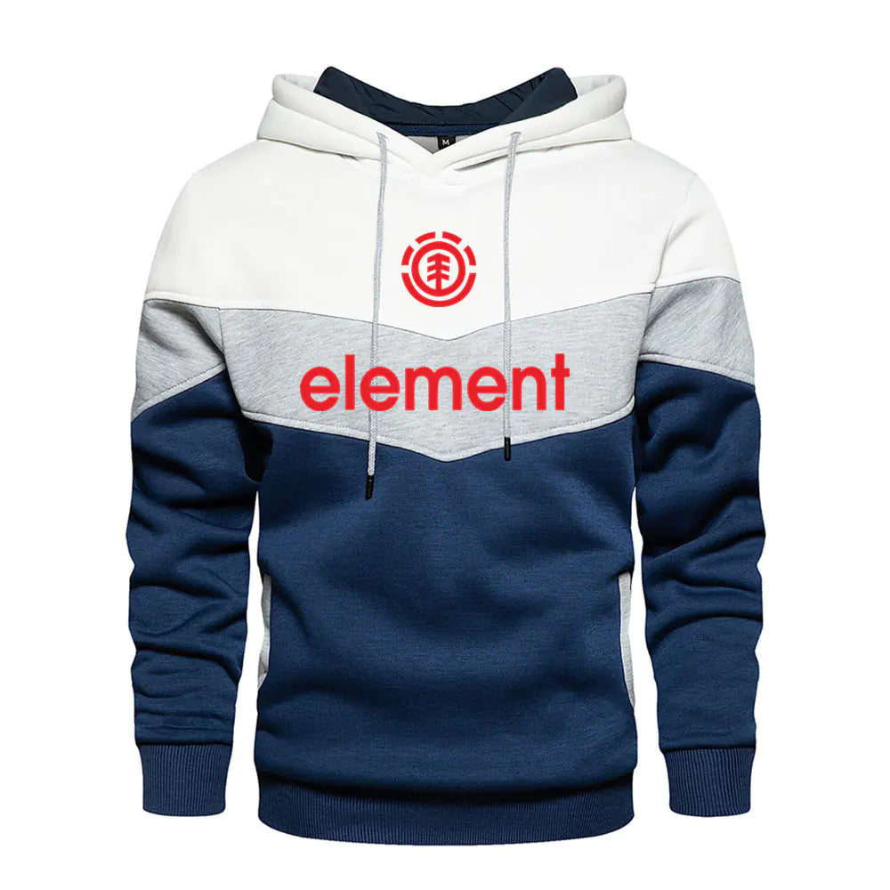 Autumn Winter Streetwear Men's Color Block Hoodie