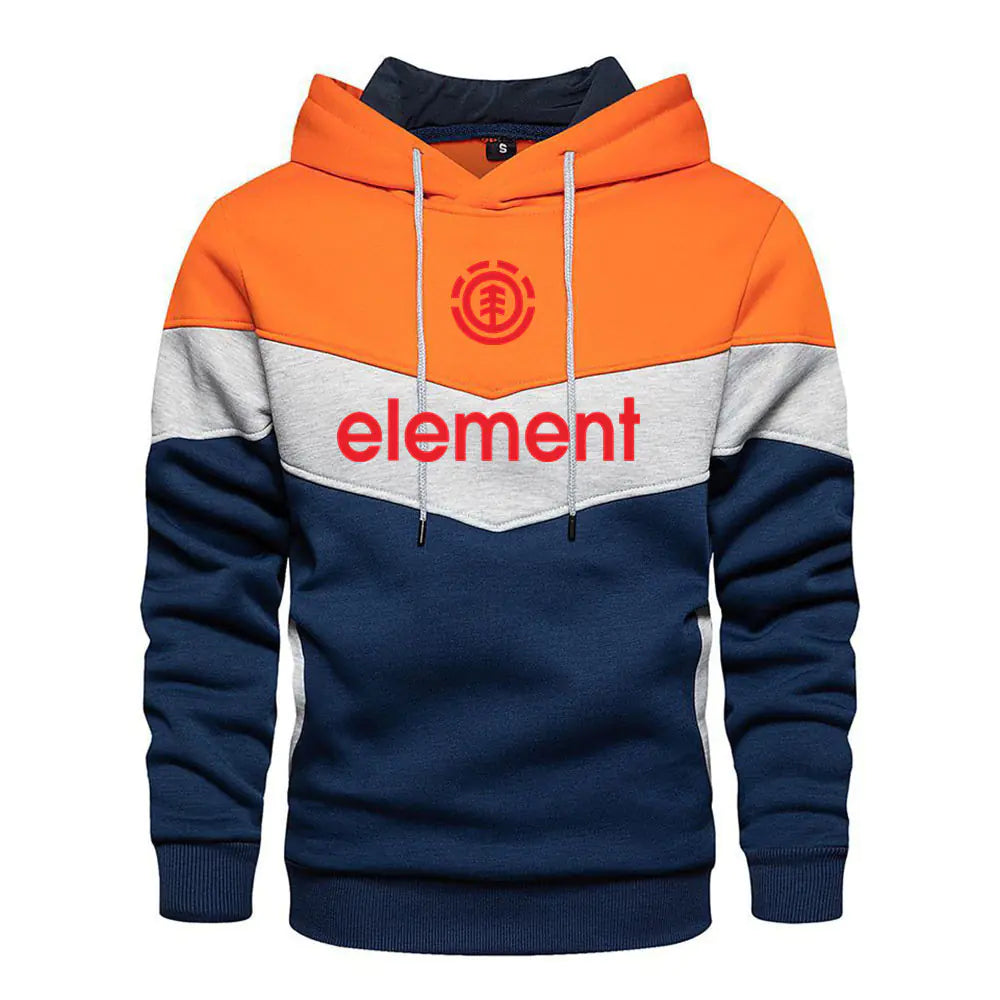 Autumn Winter Streetwear Men's Color Block Hoodie