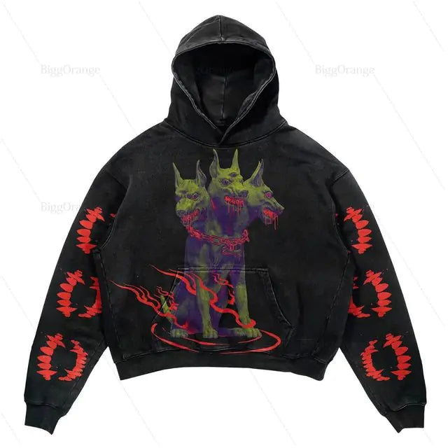 Halloween Printed Hoodie - Harajuku Streetwear Y2K Style