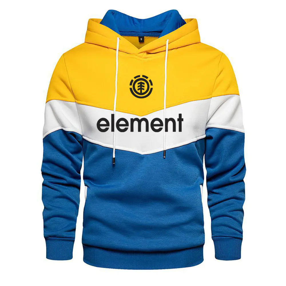 Autumn Winter Streetwear Men's Color Block Hoodie