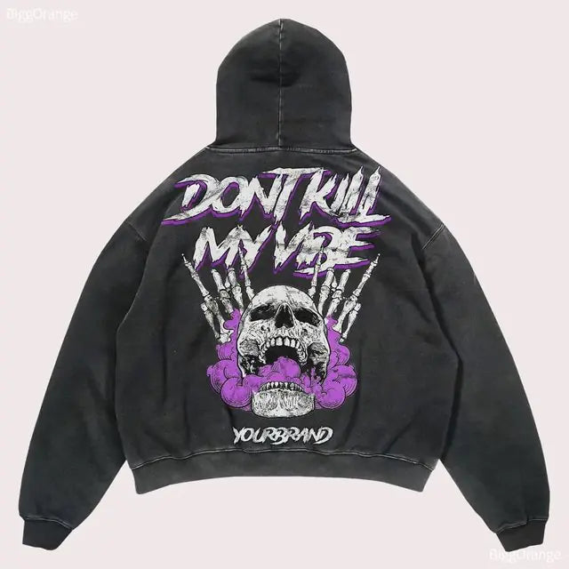 Halloween Printed Hoodie - Harajuku Streetwear Y2K Style