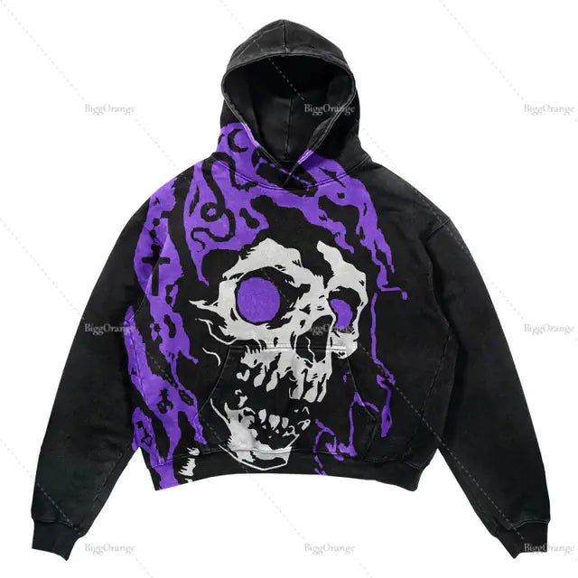 Halloween Printed Hoodie - Harajuku Streetwear Y2K Style