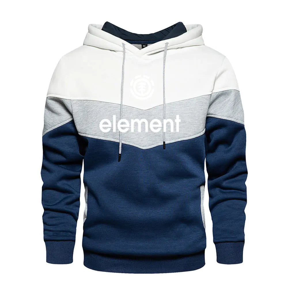 Autumn Winter Streetwear Men's Color Block Hoodie