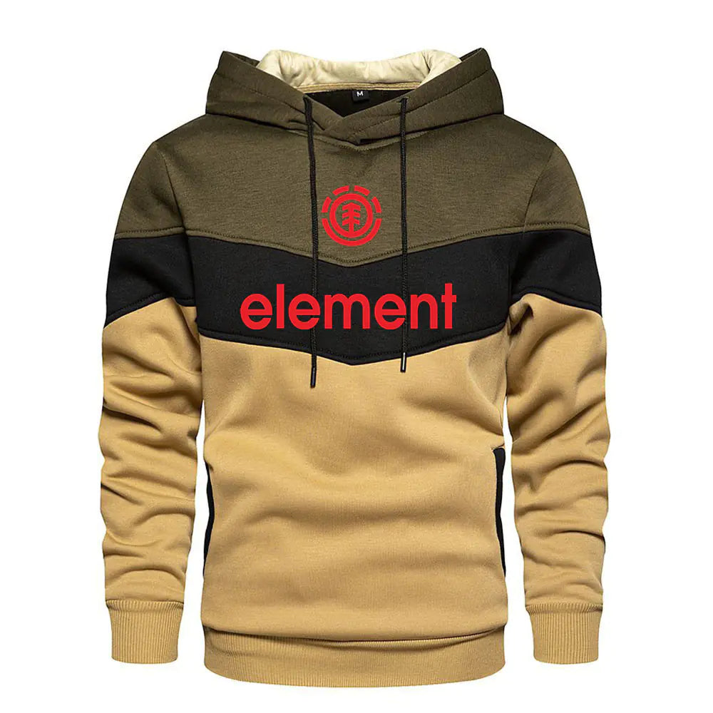Autumn Winter Streetwear Men's Color Block Hoodie