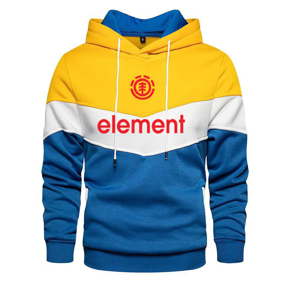 Autumn Winter Streetwear Men's Color Block Hoodie